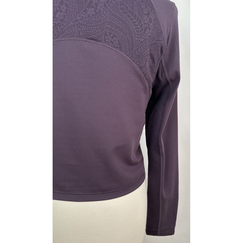 NWT Athleta Shanti Lace Top Plus 1X 16W 18W Deep Crocus Violet Fitted Crop Scoop - Picture 12 of 16